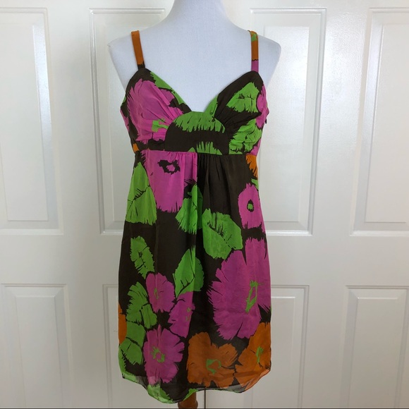 Milly of New York Brown Floral Silk Dress - Picture 2 of 6